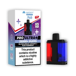 Hayati pro ultra plus pods , Blackcurrant Cotton K and Blue Raspberry flavour.