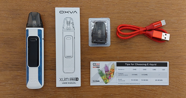 OXVA Xlim Pro 3 packaging contents