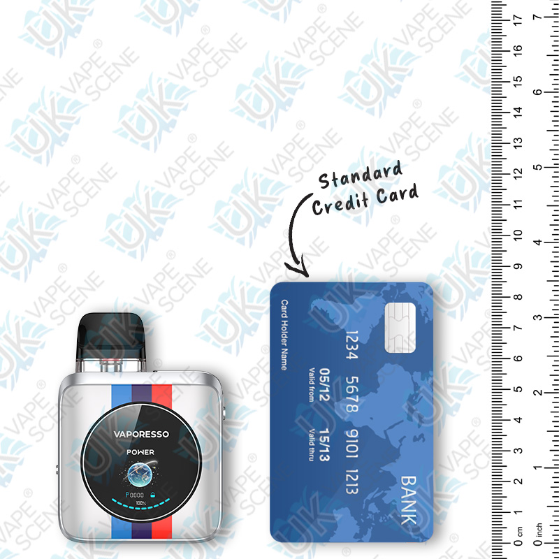 Xros 4 Nano size comparison chart showing how big the device is relative to a credit card