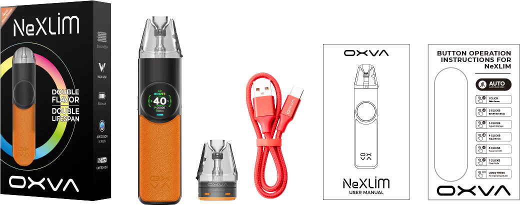 Oxva Nexlim pod vape kit, contents of what is inside the box