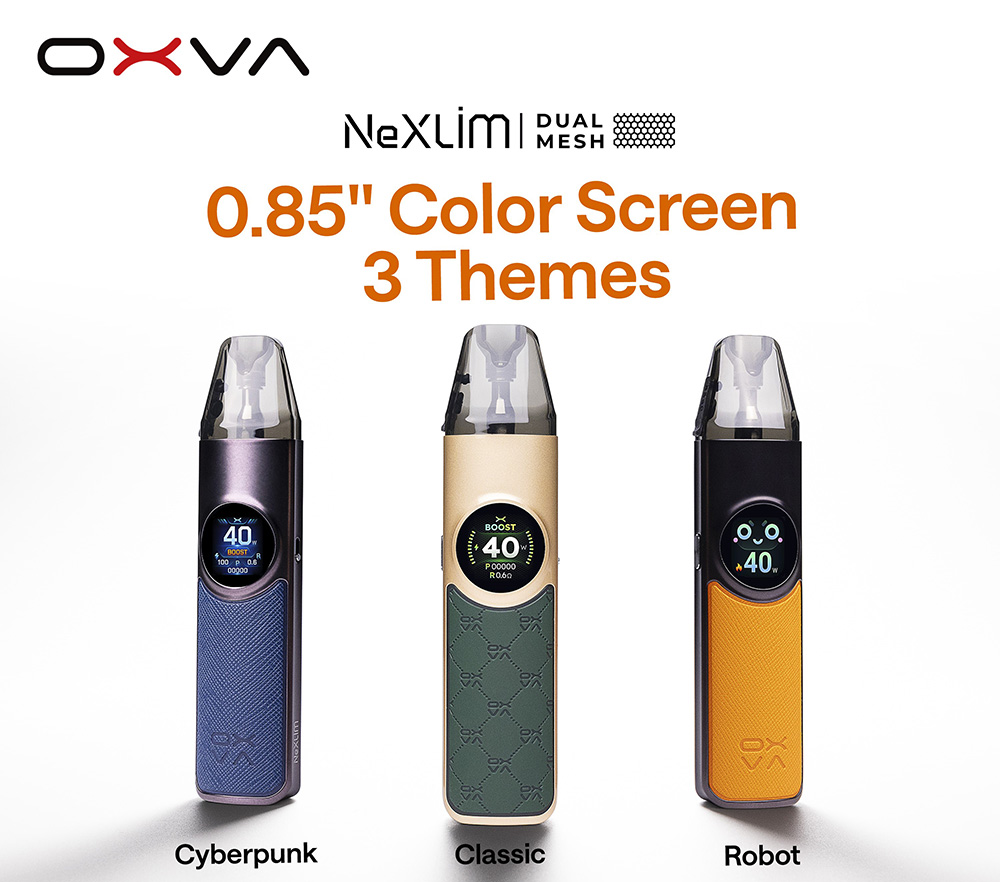 Oxva Nexlim pod vape kit, themes and desigm