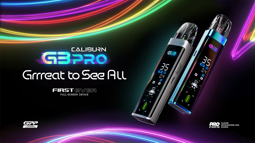 Uwell Caliburn G3 Pro promotional image showing the feature of the kit