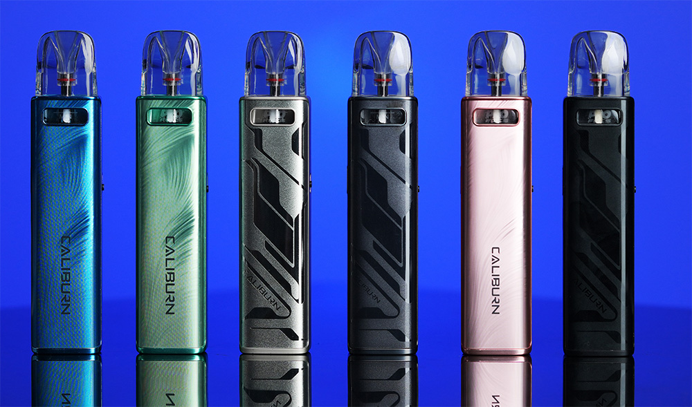 Uwell Caliburn G3 Pro side by side images of the different device colours